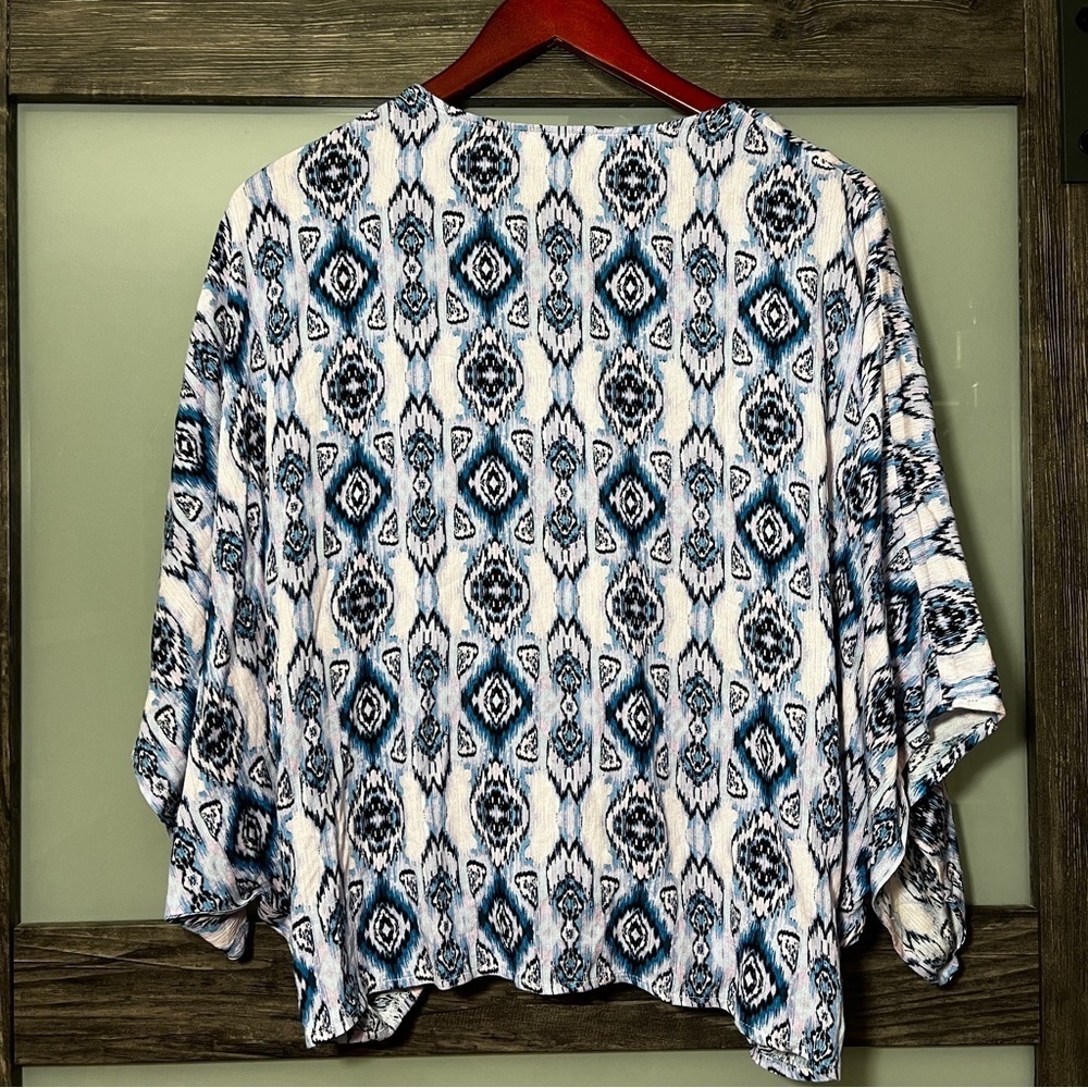 ANDREE BY UNIT Boho Slouchy Patterned Flowy Blouse Women's Size L Festival - Picture 3 of 10